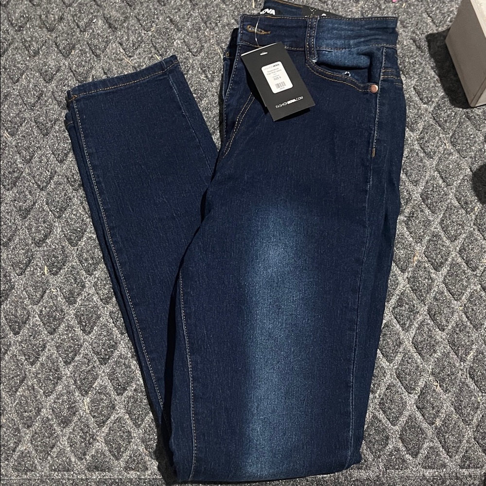 Fashion Nova Dark Blue Straight Leg Jeans